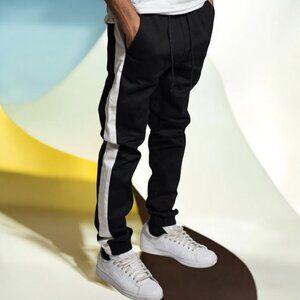 NWT KAYDEN K ( MED ) Blk/White Striped Stretch Twill Jogger Pants
